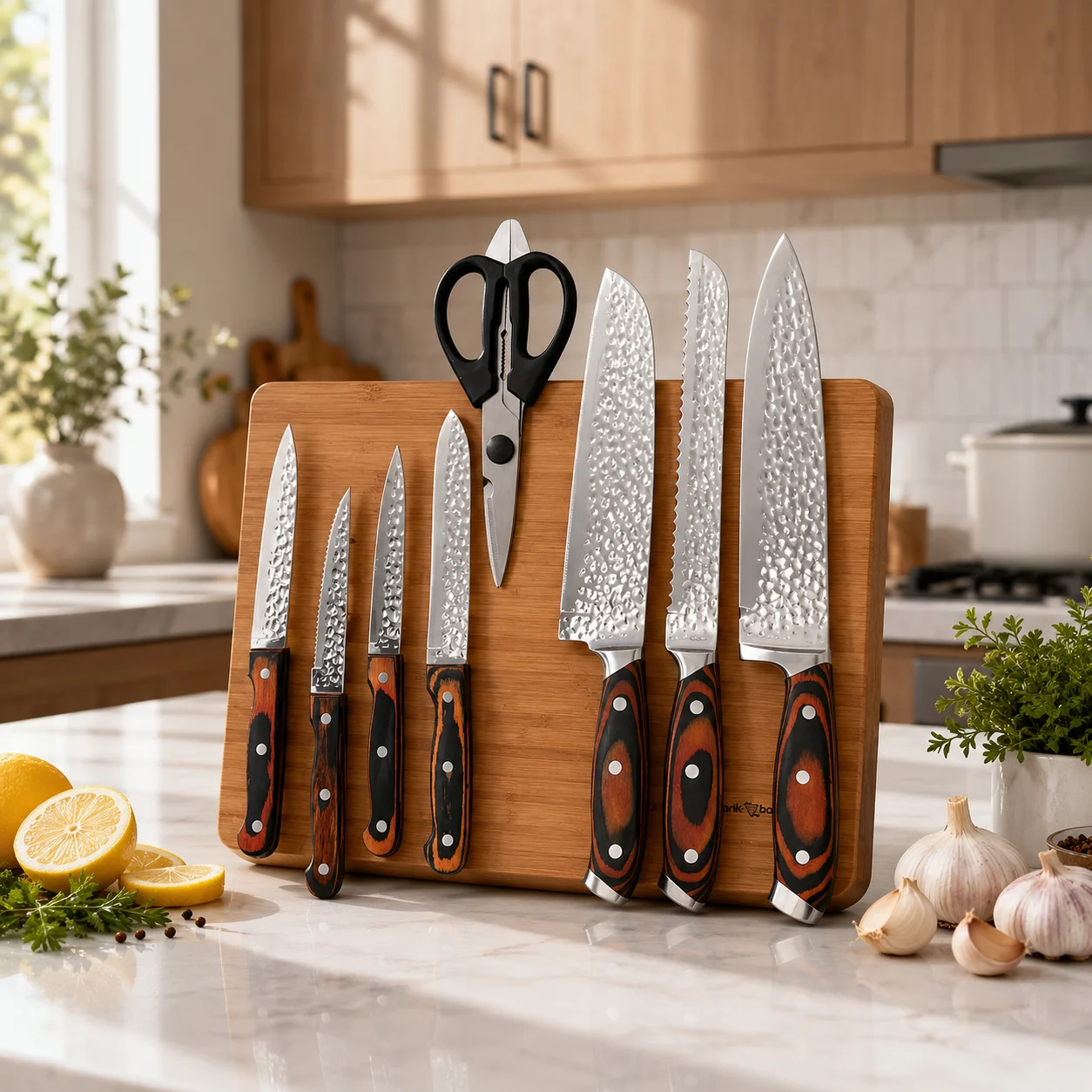 Premium 15-Piece Stainless Steel Kitchen Knife Set with Wooden Block image 3
