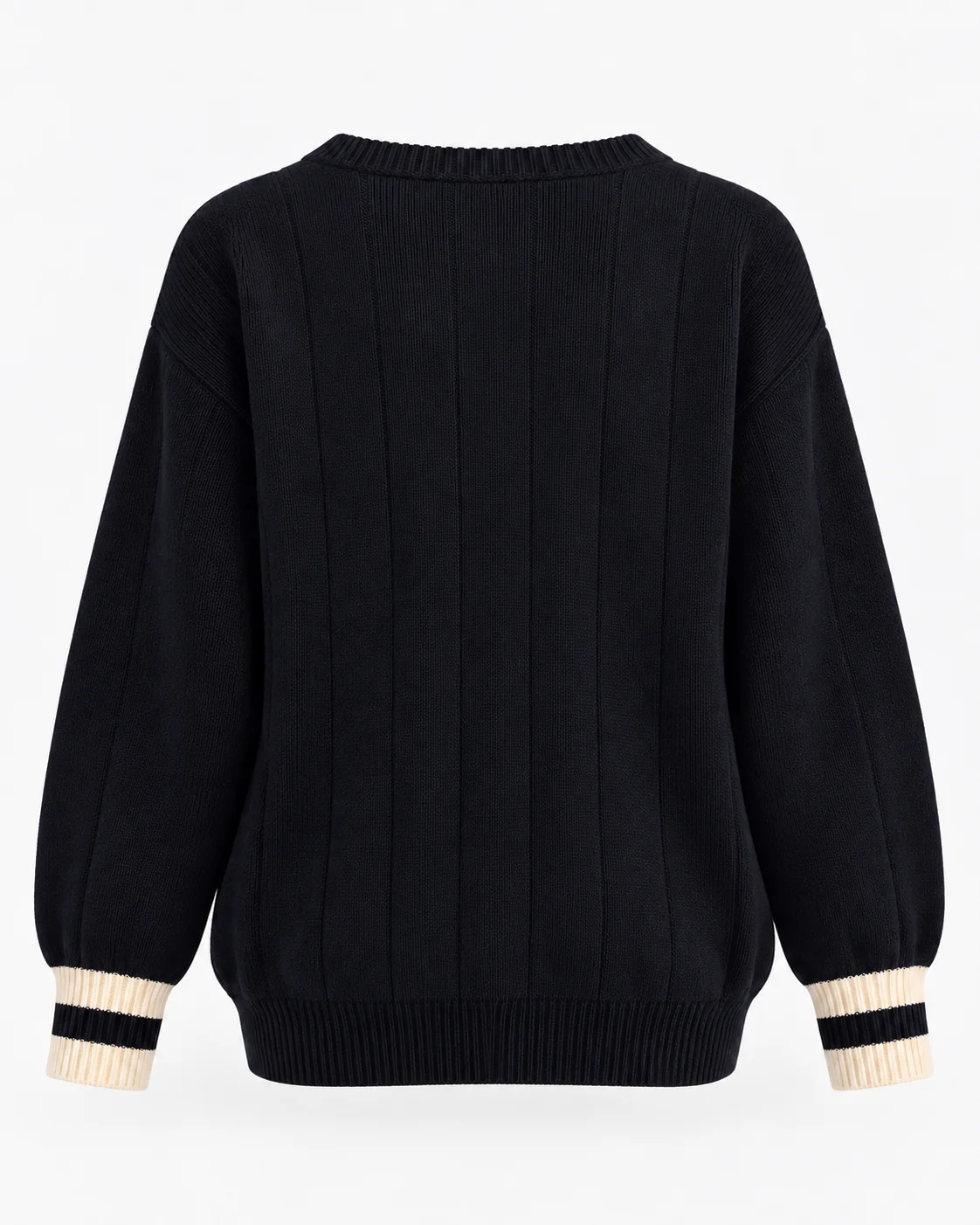 Women's Contrast V-Neck Knit Sweater image 3