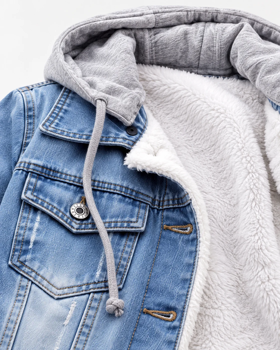 Women's Fleece-Lined Hooded Denim Jacket image 2