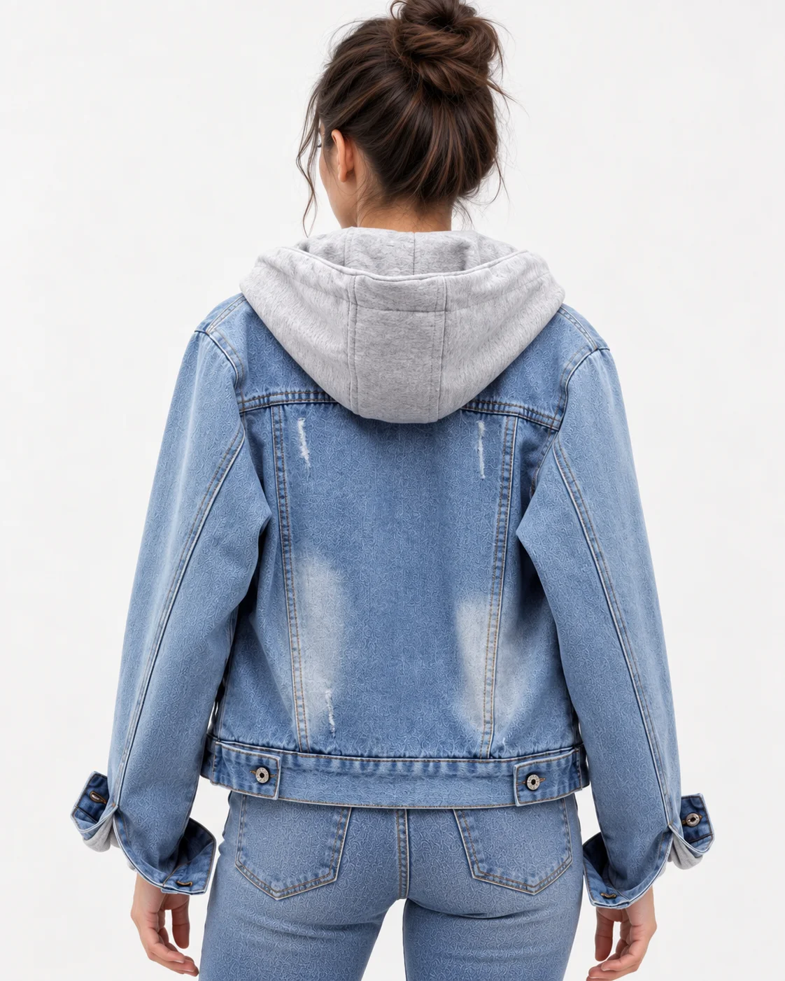 Women's Fleece-Lined Hooded Denim Jacket image 3