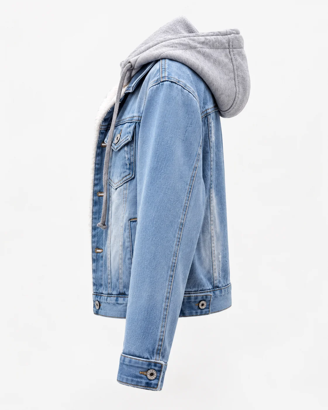 Women's Fleece-Lined Hooded Denim Jacket image 6